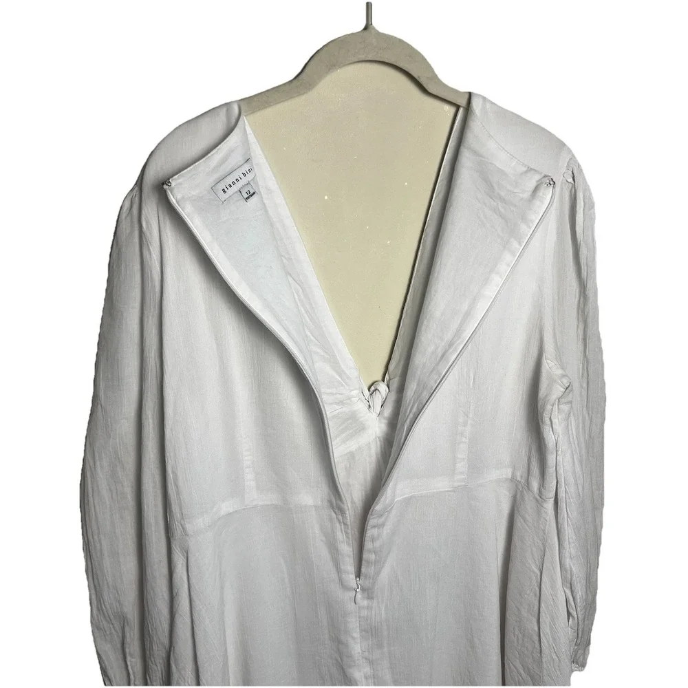Gianni Bini Babydoll Dress Womens 12 White Tie Front Mini Zip Back Size 12‎ Bach